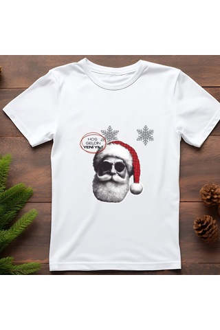 Hoş Geldin Yeni Yıl Tasarımlı Tişört Yılbaşı Temalı Kişiye Özel Hediye Tişört Beyaz