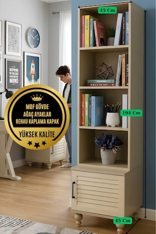 Pera Komodin Ve Kitaplık Set Kumtaşı Renk Mdf Gürgen Ağacı Ayaklı Diğer