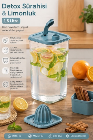 Porsima 06-1109 Sürahi & Limonluk Şeffaf 15 L - Mavi
