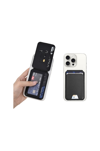 Standlı Magnetik Kartlık Wiwu Mw-003 Mag Wallet Siyah Karbon Tasarım