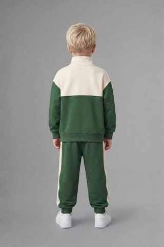 Defacto Dik Yaka Baskılı Sweatshirt Eşofman Altı 2li Takım Erkek Bebek I0147a526augn671 Yeşil-gn671