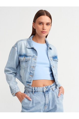 Dilvin Crop Model Denim Mont Mavi