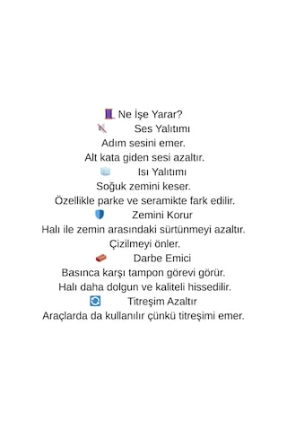 Keçecimemett Halı Altı Keçe Yalıtım Pedi Ses & Isı İzolasyonlu Zemin Koruyucu Renkli