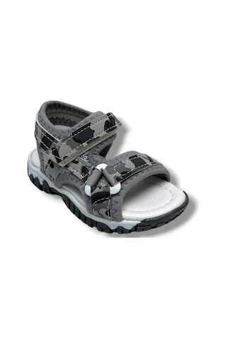 Arzen Bebe 226-26 Cırtlı Kamuflaj Desenli Anatomik Erkek Çocuk Sandalet 22-25 Gri