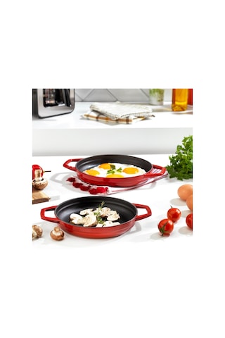 Schafer Guss Chef Döküm Sahan Çift Kulplu 19cm 1 Parça Kırmızı
