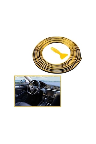 Buffer Gold Araba Oto Trim Dekorasyon Şeridi Kauçuk Elastik Kolay Kurulum 5 Metre Şerit Bant