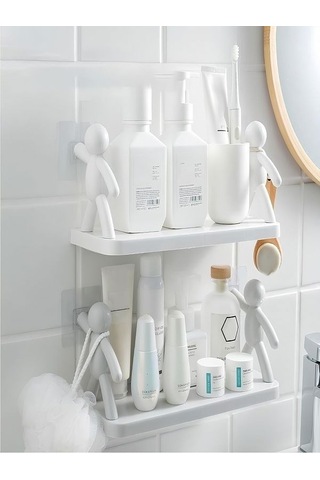 Büyük Boy Yapıskanlı Çöp Adam Şeklinde Organizer Duvar Raf Banyo
