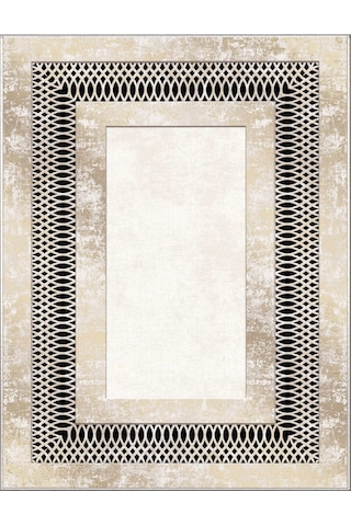 Yıkanabilir Kaymaz Taban Dekoratif Salon Mutfak Halı 12 Krem - Bej