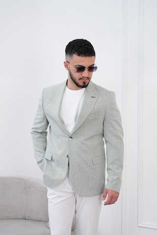 Dupont Classics Dupont Slim Fit Sivri Yaka 6 Drop Çift Yırtmaç Keten Blazer Ceket - Nefes Alabilen Hafif Erkek Ceket Yeşil