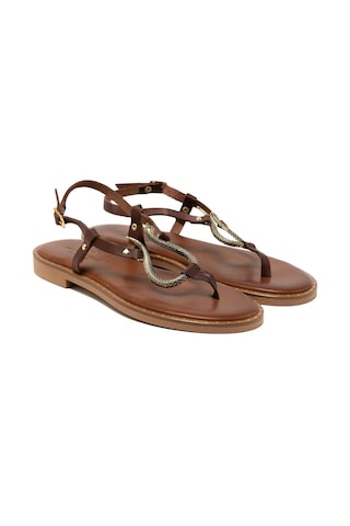 148 Brown Sandalet Kadın 22082 Myconian 2025 Greek Sandal Kahverengi