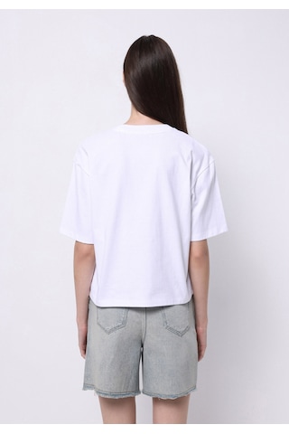 Colins Regular Fit Yuvarlak Yaka Nakışlı Kadın Beyaz Kısa Kol Tişört Cl1074363 Q1.v1 Wht Beyaz