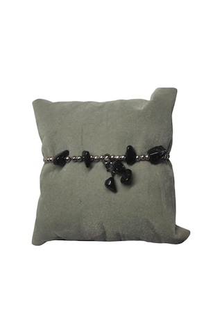 Oniks Taşı Halhal Doğal Taş Bileklik Hal Hal Ayarlanabilir İpli Siyah Taşlı Kristalize Kırık Taş Şifalı Halhal Bileklik Siyah