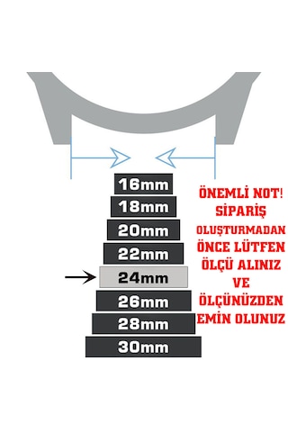24mm Siyah Floter Hakiki Deri Saat Kordonu Kayış Beyaz