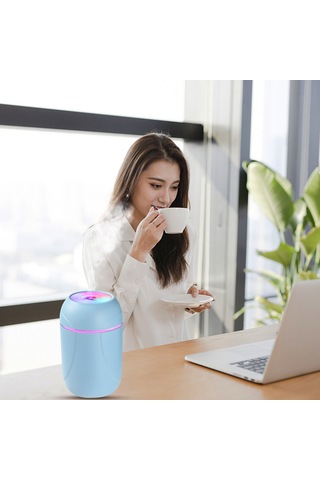 Hangfox Usb Şarjlı Mavi Renkli Kupa Nemlendirici: Nano Atomizasyon, Renkli Işık, Sessiz Çalışma, Ev Ve Araç İçin Nem Arttırıcı-parfümleyici