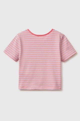 United Colors Of Benetton Kız Çocuk Kırmızı Mix Önü Düğümlü Baskılı Regular Fit T-shirt 6-14 Yaş-2858 Çok Renkli