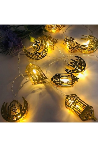 Ramazan Ayına Özel Karışık Figürlü Metal Led Işıklar Süsleme Işığı Pilli Gün Işığı Dekoratif Süs Dek Çok Renkli