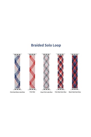 WIWU Apple Uyumlu Watch 44mm Wiwu Braided Solo Loop Contrast Color Large Saat Kordon Kayış Bileklik ZORE-216022