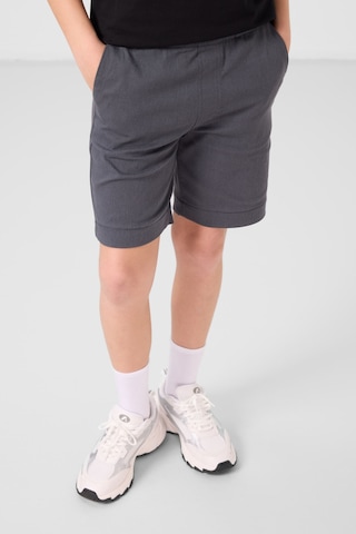 Siyah-gri Pamuklu Oversize Fit Dokuma Hafif Esnek Chino Erkek Çocuk Şort Takım - 11278 Siyah - Gri
