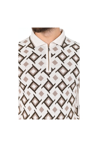 Kamalı Erkek Çelik Örgü Gömlek Yaka Fermuarlı Polo Yakalı Kazayağı Tüylenmeyen Triko Kışlık Baba Kazak Taş