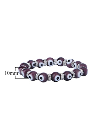 Stretch 10 Mm Koyu Mor Renkli Nazar Boncuklu Kristal Taşlı Rondela Bileklik Diğer