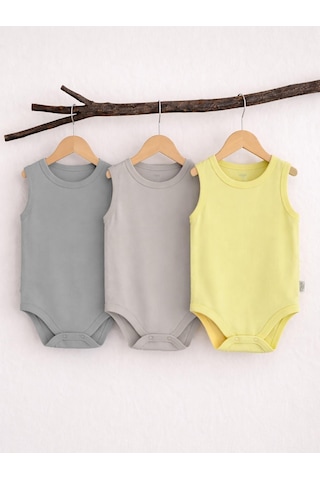 Civil Baby Basıc 3 Lü 0-36 Ay Çıtçıtlı Badi - Bej Taş Rengi