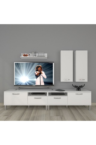 Decoraktiv Eko 5220d Slm Krom Ayaklı Tv Ünitesi Tv Sehpası Beyaz