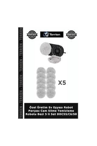 Özel Üretim Ev Eşyası Robot Parçası Cam Silme Temizleme Robotu Bezi 5 Li Set Ddc55/c6/s8