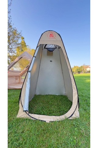 Alfa Balık Kamp Alanı Giyinme Duş Ve Wc Çadırı Otomatik Açılır Bej