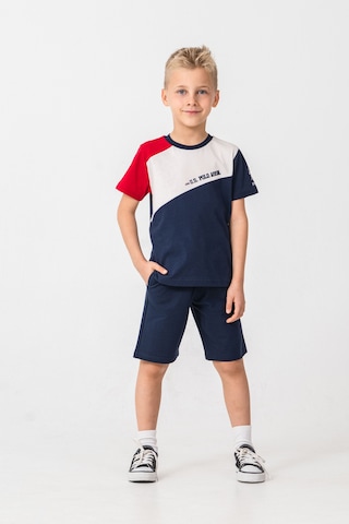 U.s. Polo Assn. 2407 %100 Pamuk Cepli Erkek Çocuk Şort Pijama Takım Lacivert