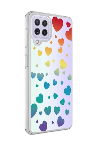 Samsung Uyumlu Galaxy M22 Kılıf Zore M-blue Desenli Kapak Heart No3