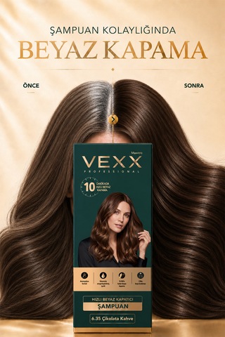 Vexx Professional Beyaz Kapatıcı Pratik Boya Çikolata Kahve 6.35 Amonyaksız Formül 300 Ml.