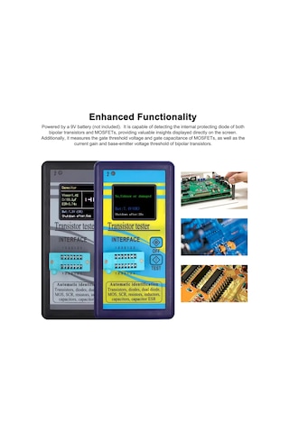 Jeemson M328 Transistör Test Cihazı, 1.8 İnç Tft Renkli Ekranlı Direnc, Endüktans, Kapasitans Ve Esr Ölçer Mavi