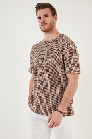 Buratti Pamuklu Regular Fit Bisiklet Yaka Erkek T Shirt Cf24S218033 Kahve