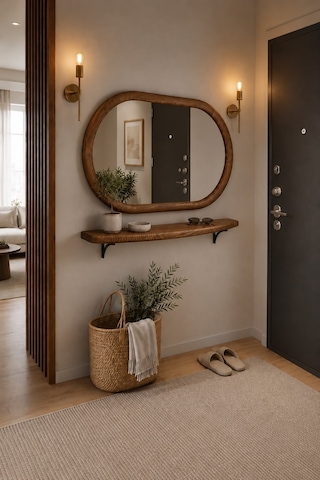 Dekoratif Elips Model 110x70 Cm Aynalı Dresuar - Raf Ceviz
