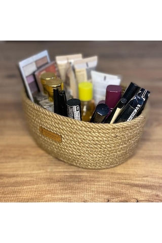 Hasır Sepet, Oval Jüt Sepet, %100 Doğal Hasır Sepet, Çok Amaçlı Dekoratif Hasır Sepet, Organizer 001