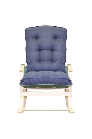 Enda Home Mosso Çift Minderli Ahşap Sallanan Sandalye Tv Baba Koltuğu Dinlenme Koltuğu Yeşil - Füme