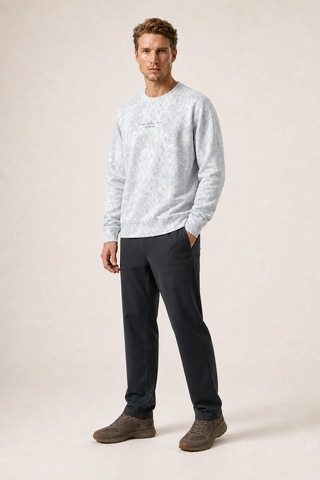 Redline Rummi Desenli Kışlık Yeni Sezon Erkek Regular Fit Sweatshirt Beyaz