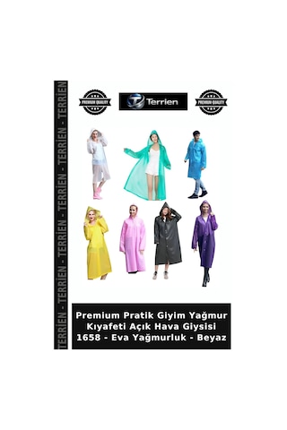 Terrien Premium Pratik Giyim Yağmur Kıyafeti Açık Hava Giysisi 1658 - Eva Yağmurluk - Beyaz 02-beyaz