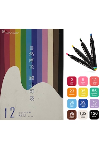 Aubyhe 12 Renkli Alkollü Sanat Marker Seti - İki Uçlu, Hızlı Kuruyan, Düşük Koku - Plastik, Ahşap, Metal Üzerinde Kullanılabilir Diğer