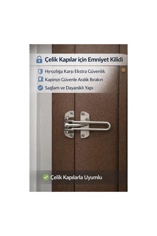 Çelik Kapı Emniyet Kilidi, Metal Güvenlik Aparatı, Hırsızlığa Karşı Ekstra Koruma, Kolay Montaj, Sessiz Kullan Genel