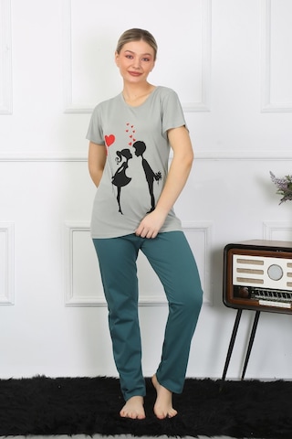 Akbeniz Kadın Kısa Kol Penye Pijama Takımı 4210-su Yeşili Su Yeşili