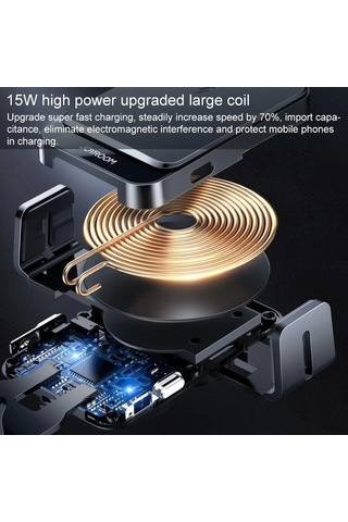 Joyroom Jr-zs219 Kablosuz Şarj 15w Vantuzlu Cep Telefonu Tutucu Siyah Çok Renkli