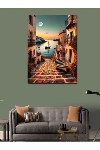 Kanvas Tablo Akdeniz Stili Sokak Ve Deniz 50cmx70cm