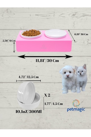 Petmagic Akrilik Pleksi Evcil Hayvan Renkli Seramik Kaseli Kedi Köpek Mama Su Kabı Şeker