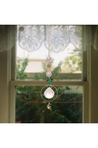 Lijinxu Magideal Kristal Asılı Güneş Kolye Işık Alıcı Ev Dekorasyonu Yeşil