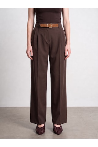 DİLVİN 72715 Kemerli Pileli Pantolon-kahve