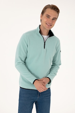 U.S. Polo Assn. Erkek Regular Fit Mint Polar Yarım Fermuarlı Basic Sweatshirt 50313777-VR090