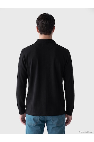 Lcwaıkıkı Classic Siyah Polo Yaka Erkek Sweatshirt