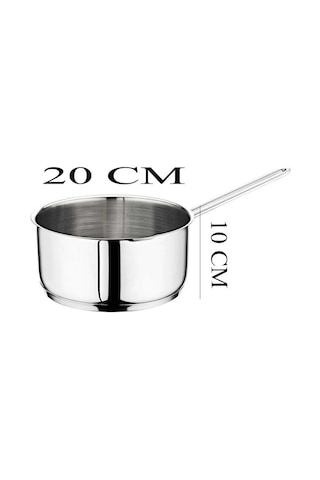 Oms Çelik Kaçerola 20 Cm Sütlük/sosluk Cam Kapaklı Gri