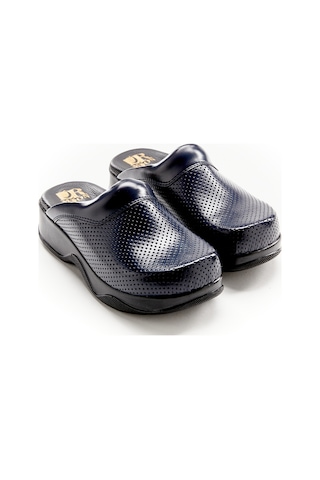 Lacivert Hakiki Deri Sabo Terlik Lacivert